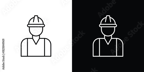 Construction worker icons isolated outline vector icon with editable stroke