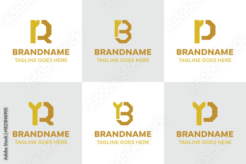 Letters RR YR RB YB RP YP Monogram Logo Set, for RR R YR RY RB BR RB BR RP PR YP PY initials