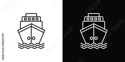 Cruise ship icons isolated outline vector icon with editable stroke