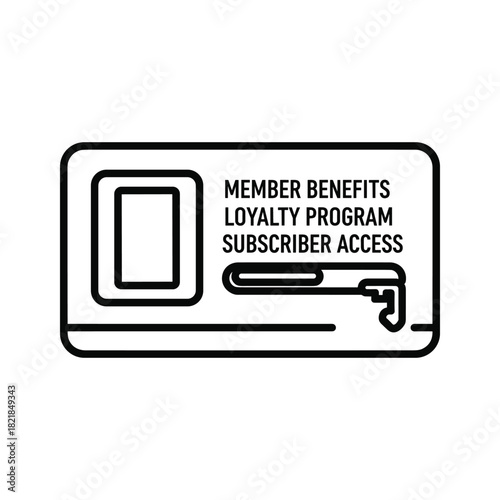 Black and white line icon of a member benefits loyalty program card