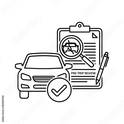 Car pretrip review checklist inspection icon isolated on