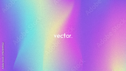 Noise Gradient Background. Abstract Grainy Bg In Pink, Purple And Blue Colors. Iridescent Hologram. Pearlescent Holographic Texture With Rainbow Foil. Aesthetic Paint Wave With Plastic Flow