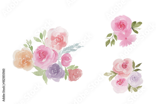 Assortment of watercolor flowers, leaves illustration set - green leaf branches collection for wedding, greetings, stationary, wallpapers, fashion, background. olive, green leaves, Eucalyptus etc.