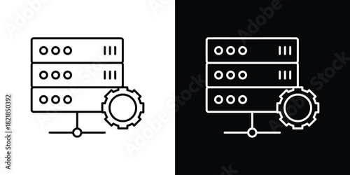 Dedicated server icons isolated outline vector icon with editable stroke