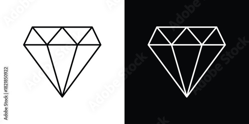 Diamond icons isolated outline vector icon with editable stroke