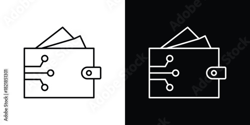 Digital wallet icons isolated outline vector icon with editable stroke