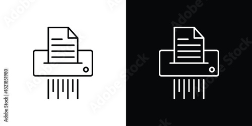 Document shredder icons isolated outline vector icon with editable stroke