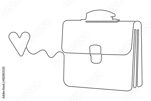 Briefcase abstract continuous one line minimal outline illustration design
