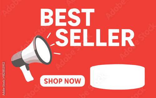 Promote top selling items with a vivid red alert megaphone Shop Now sign that really pops, perfect for driving sales and catching attention today