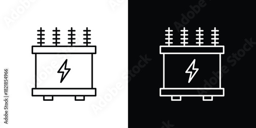 Electric transformer icons isolated outline vector icon with editable stroke