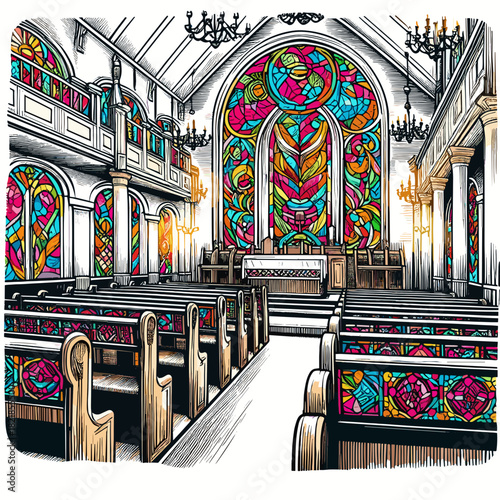 Synagogue interior lights