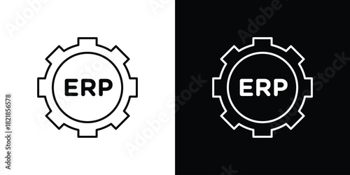 ERP system icons isolated outline vector icon with editable stroke