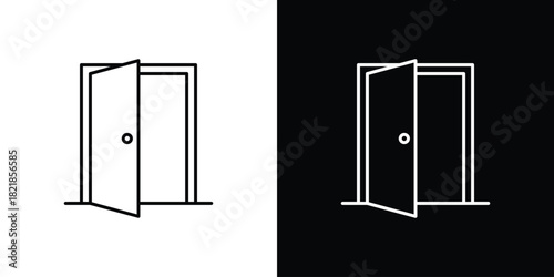 Entrance door icons isolated outline vector icon with editable stroke