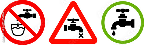 Water Faucet Prohibition Warning and Information Sign