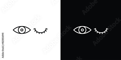Eyes open and closed icons isolated outline vector icon with editable stroke