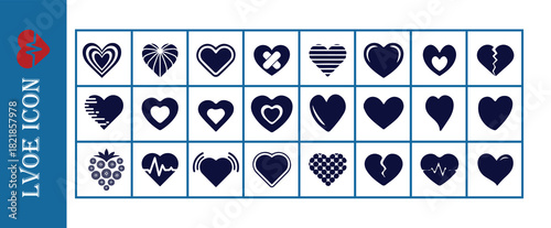 Heart logo with multiple inner lines illustration symbol of love healthcare and medical concepts