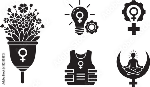 Collection of Black Icons Symbolizing Feminism and Women's Empowerment flower flowers