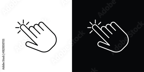 Finger click icons isolated outline vector icon with editable stroke