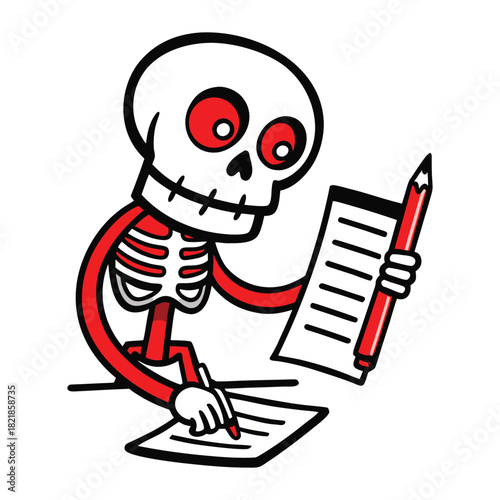 funny cartoon android and pencil illustration