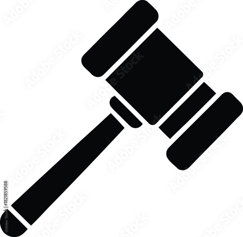 Black auction bidding hammer icon isolated on transparent background
