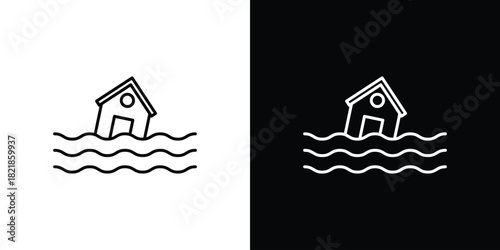 Flood icons isolated outline vector icon with editable stroke