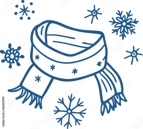 Blue Scarf with Snowflakes winter cold