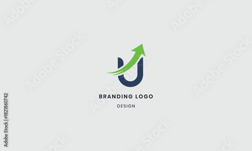Modern U Letter Growth Arrow Logo