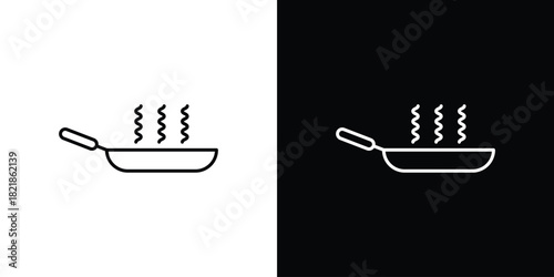 Frying pan icons isolated outline vector icon with editable stroke