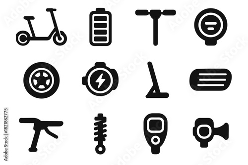 Eco icon vector futuristic horn brake suspension pack handlebar headlight control lever