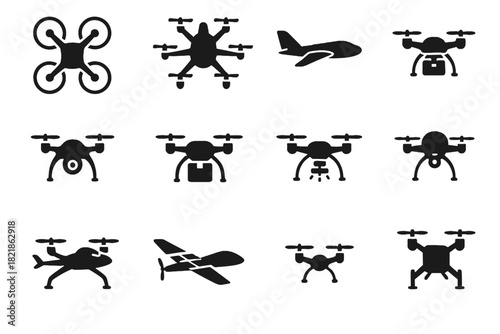 Underwater nano delivery icons quadcopter hybrid drone vector agricultural aerial icon racing