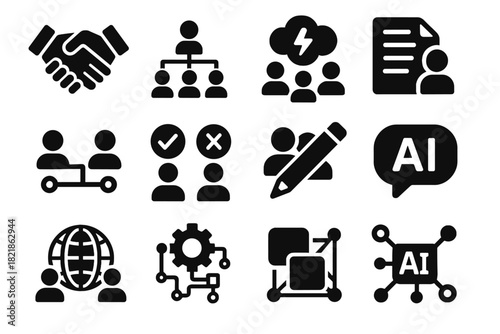 Project icon brainstorming bubble collaborative team smart vector chat set pencil shared