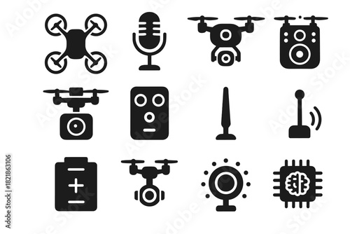 Flying module vector array battery ai sensor unit led audio icon antenna