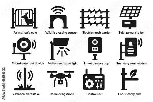 Barrier icon icons solar protection crossing vector wildlife vibration alert device monitoring