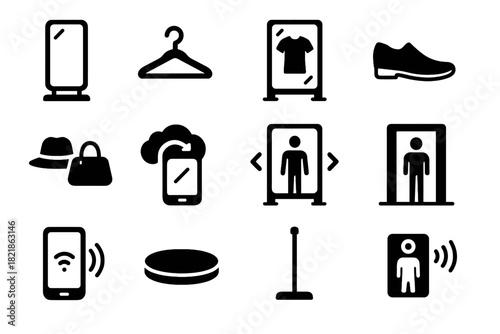 Detection dressing icon vector fitting rotating size symbol sync futuristic shoe stand