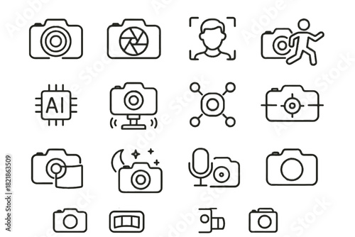 Ai camera vector processor face compact icon depth image design command