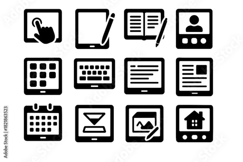 Call keyboard tablet icons holographic icon stylus vector virtual drawing video calendar