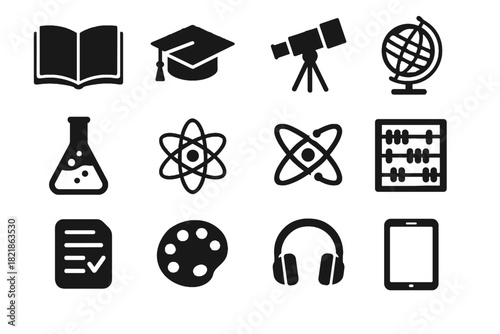 Abacus icon educational vector art telescope collection ruler digital icons learning symbol