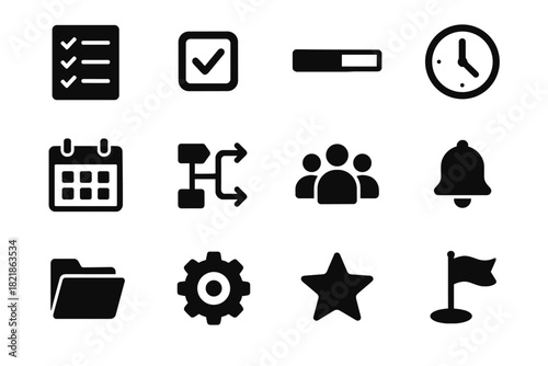 Completed icons priority icon workflow calendar folder vector goal settings management task