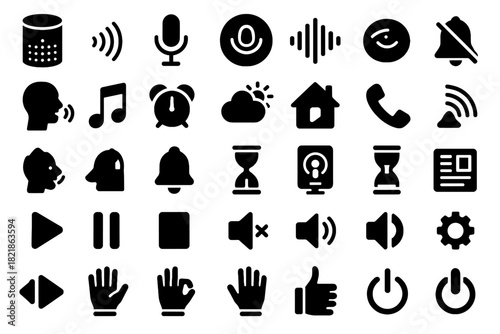 Wireless speaker ring touch waves volume sound ai circular vector icon