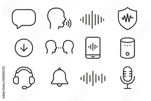 Bubble notification microphone sound assistant vector bell interaction icon conversation voice