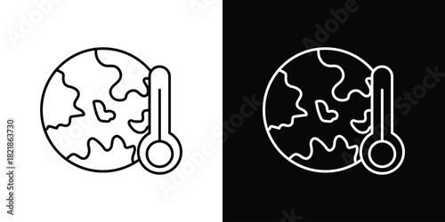 Global warming icons isolated outline vector icon with editable stroke