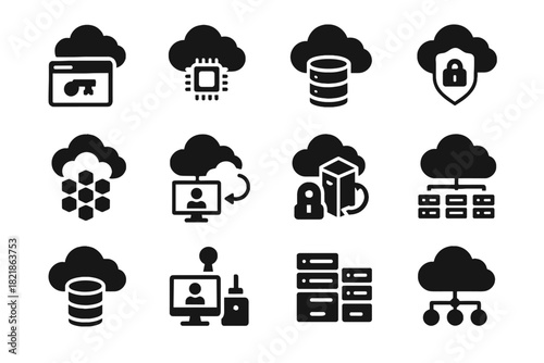 Backup center server vector cloud set icons saas virtual iaas data icon