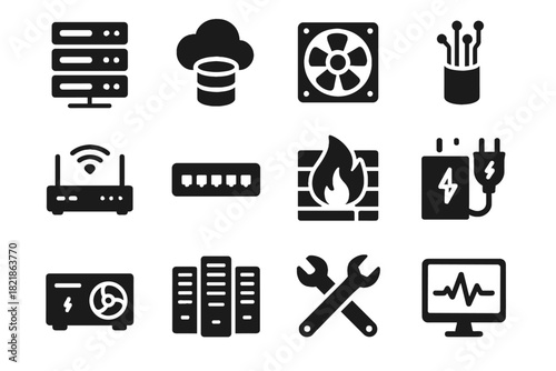 Vector switch icon maintenance supply icons connection server infrastructure power ai center