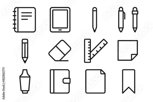 Smart ruler pen vector paper icon icons notebook tablet eraser stationery stylus