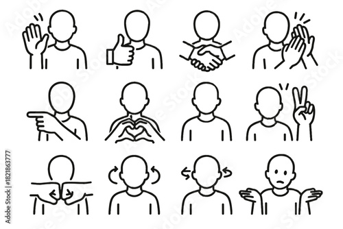 High vector heart nod avatar shake gesture pointing icon five icons thumbs