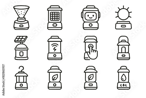 Hook indicator solar vector icon futuristic light wireless control icons lantern button