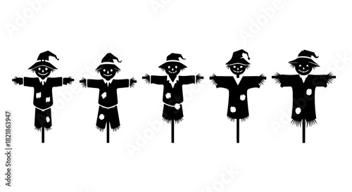 Silhouette of Spooky Scarecrows Decoration for Halloween Season Celebration