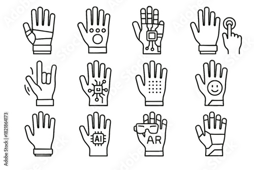 Reality vr vector glove wearable virtual icon haptic emotion icons tactile