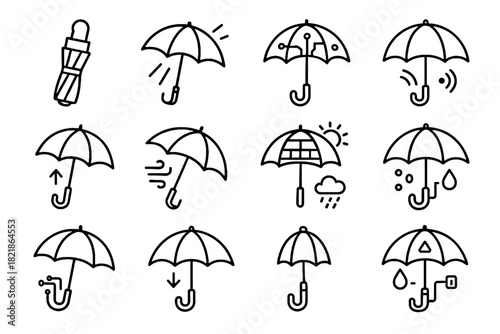 Bluetooth connected icons umbrella weather smart rain vector open ai icon automatic