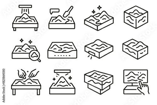 Display terrain interactive icon sandbox ar vector learning sand virtual holographic digital